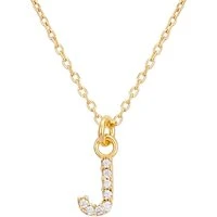 Recycled Gold Letter Crystal Necklace - Letter J