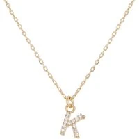 Recycled Gold Letter Crystal Necklace - Letter K