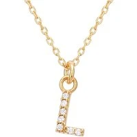 Recycled Gold Letter Crystal Necklace - Letter L