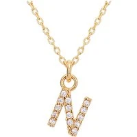 Recycled Gold Letter Crystal Necklace - Letter N