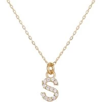 Recycled Gold Letter Crystal Necklace - Letter S