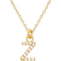 Recycled Gold Letter Crystal Necklace - Letter Z