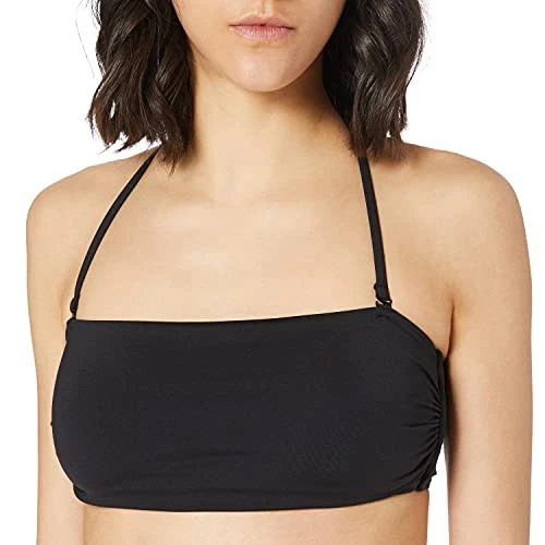 Recycled Halterneck Bandeau Bikini Top, Black, XX-Small