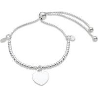 Recycled Silver Bead Heart Pull Bracelet - Adjustable