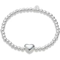 Recycled Silver Beaded Heart Bracelet - One Size