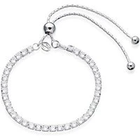 Recycled Silver Crystal Tennis Pull Bracelet - Adjustable