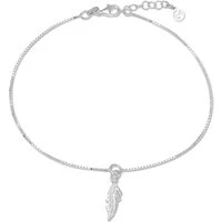 Recycled Silver Feather Anklet - 23cm