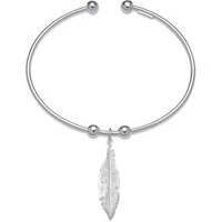 Recycled Silver Feather Bangle - Silver