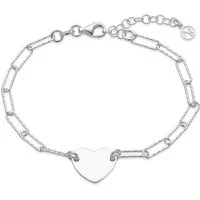 Recycled Silver Heart Chain Bracelet - 20cm