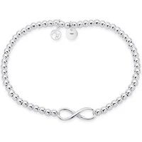 Recycled Silver Infinity Beaded Bracelet - One Size