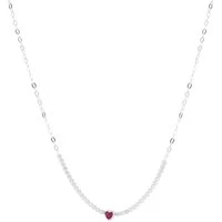 Recycled Silver Red Heart Necklace - 40cm