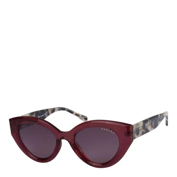 Red Cat Eye Leopard Print Temple Sunglasses 52mm