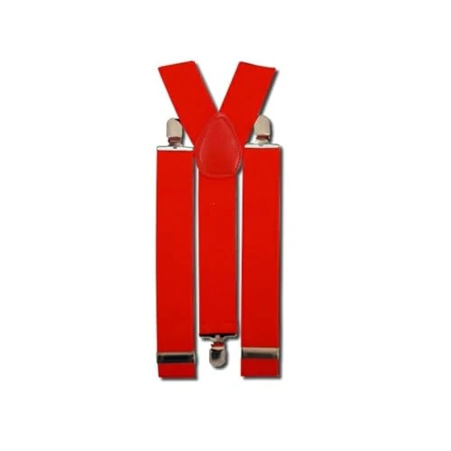 Red Clip On Adjustable Suspenders Braces 1920s Fancy Dress Party Fashion Accessory