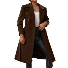 Red Coat Women's Winter Women's Faux Wool Coat Blouse Thin Coat Trench Long Jacket Women's Slim Long