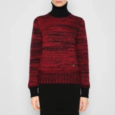 Red Contrast Detail Wool Polo Neck Jumper ulti