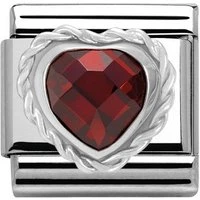 Red Cubic Zirconia Faceted Heart Charm