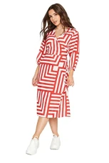 Red Geometric Print Wrap Dress Petite Red Geometric Print Wrap Dress Petite