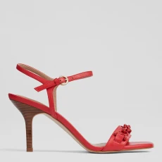 Red Leather Ivonne Heeled Sandals