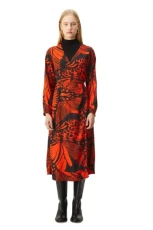 Red midi wrap Dress with V-Neckline and Butterfly Print by Compania Fantastica Red midi wrap Dress with V-Neckline and Butterfly Print by Compania Fantastica
