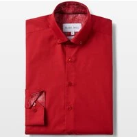 Red Oxford with Midlands Accents Button-Down Shirt, L