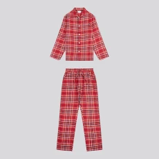 Red Plaid Flannel Cotton Pyjama Set