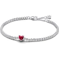 Red Sparkling Heart Tennis Bracelet - 18cm