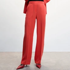 Red Wide leg Suit Trousers