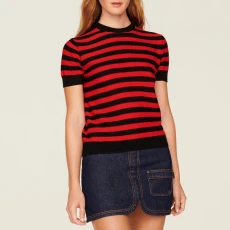 Red/Black Knitted Wool Top