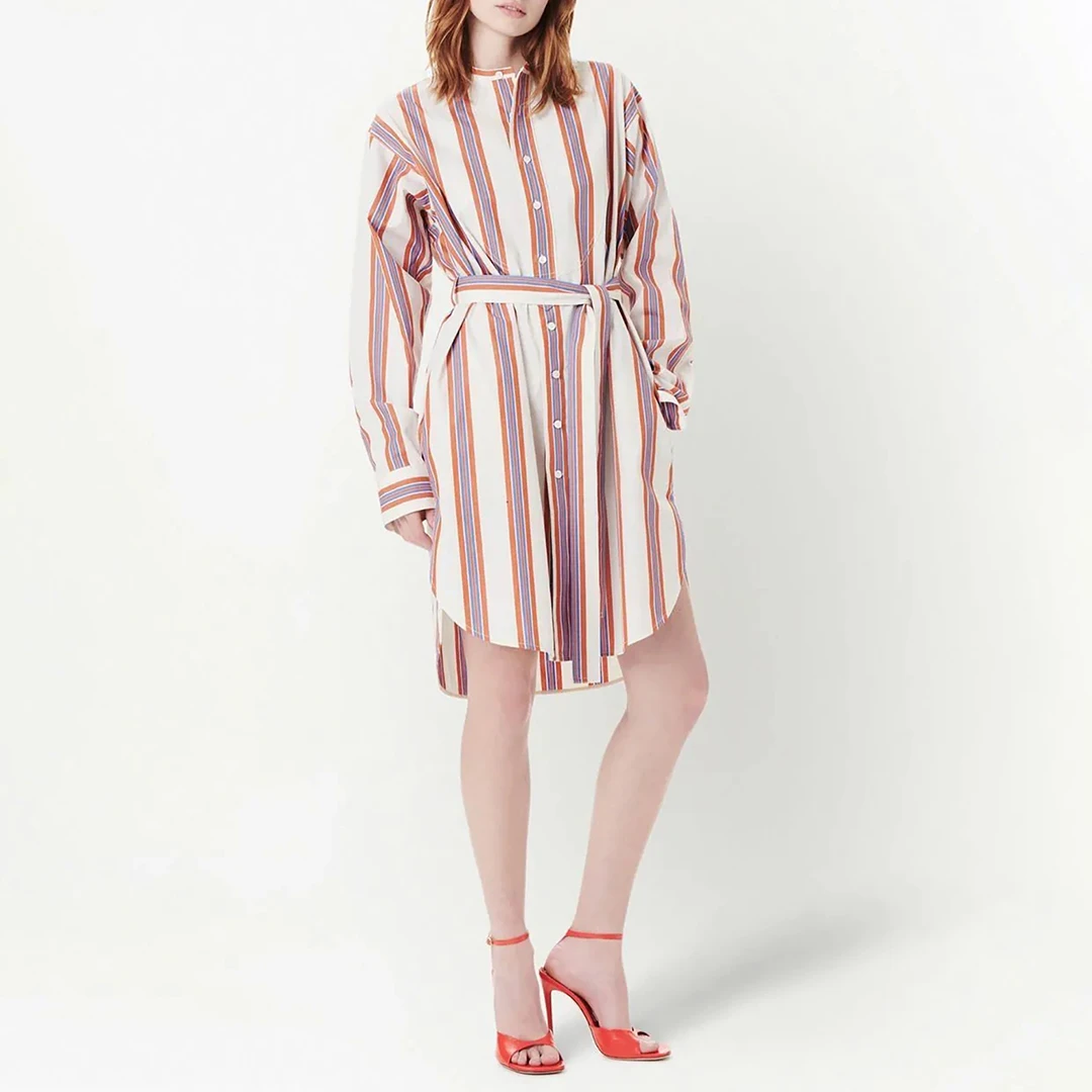 Red/Blue Stripe Cotton Shirt Dress