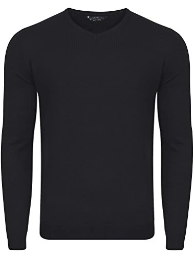 Renold V Neck Jumper in Black-Kinsington Eastside-XL