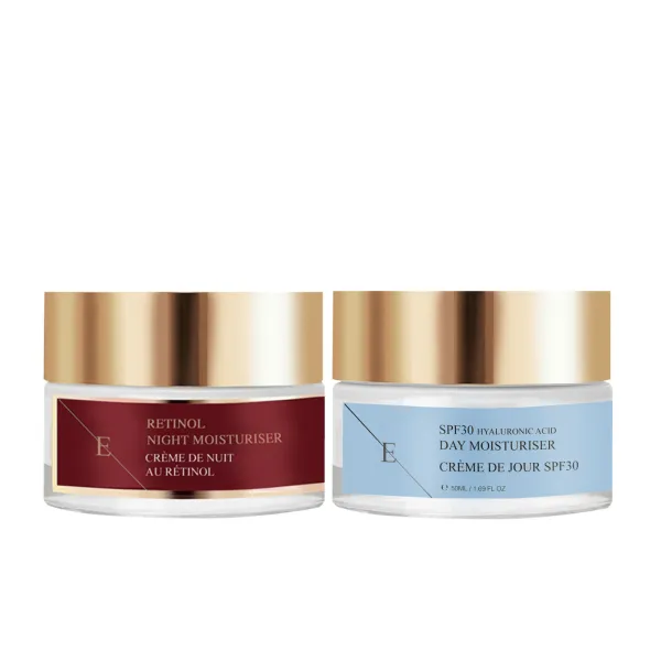 Retinol Night Moisturiser 50ml + SPF Hyaluronic Acid Day Cream 50ml - Black