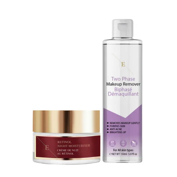 Retinol Night Moisturiser 50ml + Two phase Makeup remover 150 ml - Black