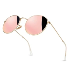 Retro Round Circle Sunglasses Polarised Mens Women Vintage Oval Metal Frame UV400, MFF7