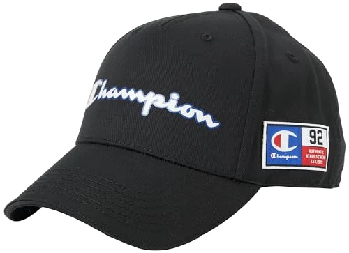 Retro Sport Accessories-805965 Poly-Cotton Woven Script Logo Baseball Cap, Black, One Size