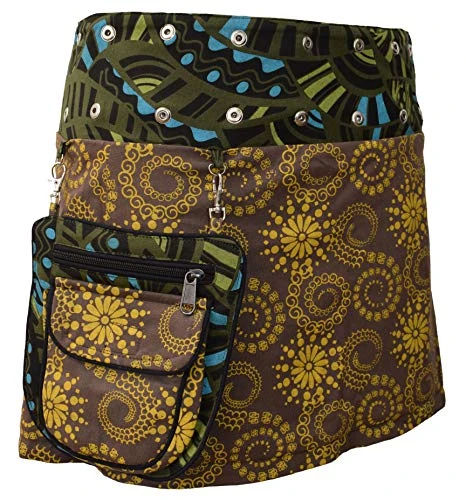 Reversible Cotton Bohemian Popper Wrap Mini Skirt C