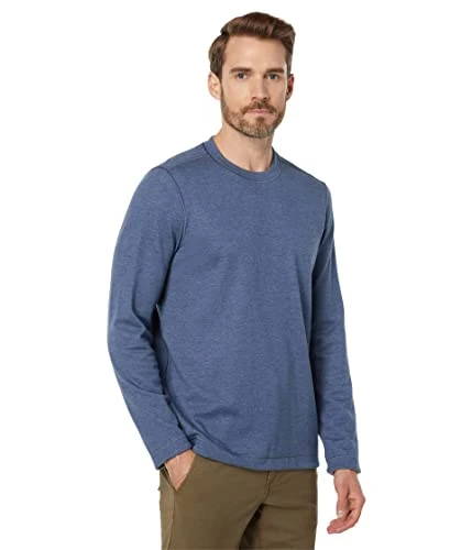 Reversible Long Sleeve Crew Neck Sweater, Blue/Light Grey, XXL