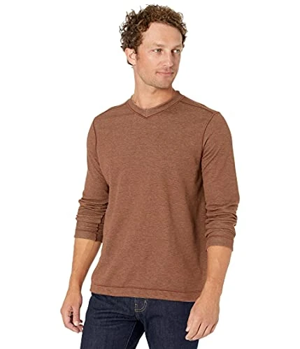 Reversible Long Sleeve V-Neck, Rust/Oatmeal, S