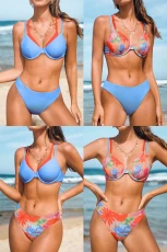 Reversible Sweetheart Underwire Bikini Top & Cheeky Bottoms Set - Periwinkle
