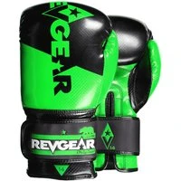 Revgear Pinnacle Boxing Gloves Black Green Green 14oz