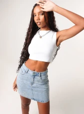 Rhinestone Denim Skirt DENIM Rhinestone Denim Skirt DENIM