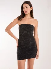 Rhinestone Strapless Bodycon Dress Black Rhinestone Strapless Bodycon Dress Black
