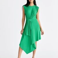 Ribbed asymmetric hem dress