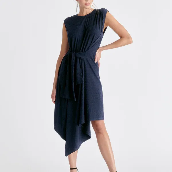 Ribbed asymmetric hem dress