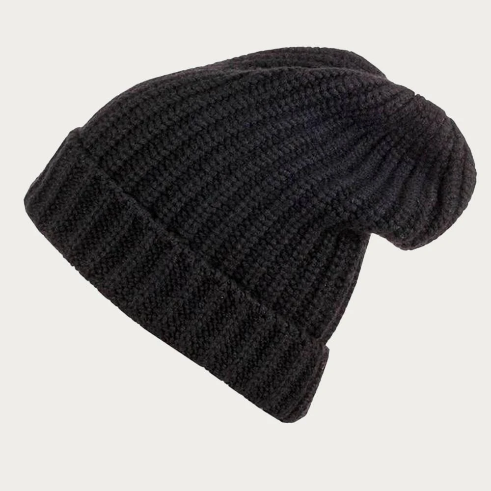 Ribbed Cashmere Slouch Beanie Hat