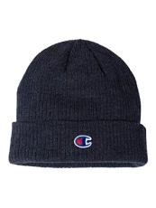 - Ribbed Knit Cap - CS4003, Heather Navy, One Size