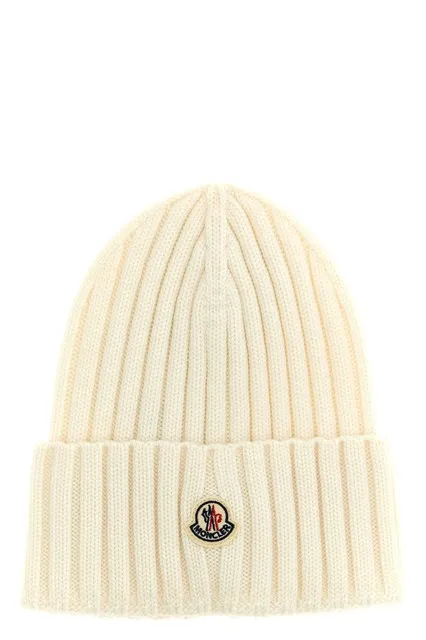 Ribbed wool beanie - White