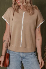 Ric Rac Ribbed Edge Crewneck T hirt traw Yellow /