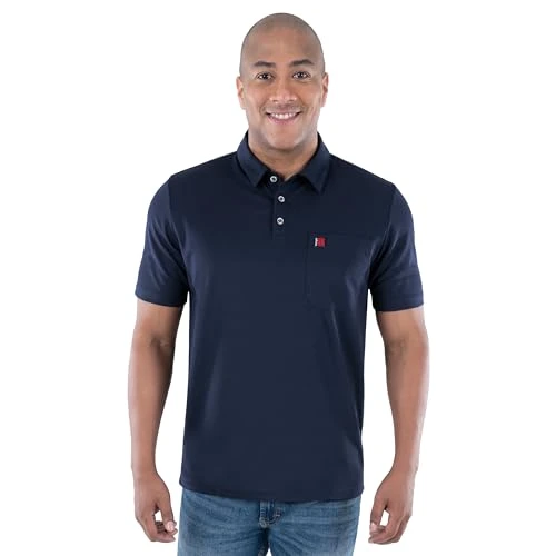 Riggs Workwear Men's Short Sleeve Performance Pocket Polo, Navy, Large