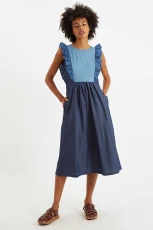 Rina Double Denim Sleeveless Midi Dress - Blue Blue 3