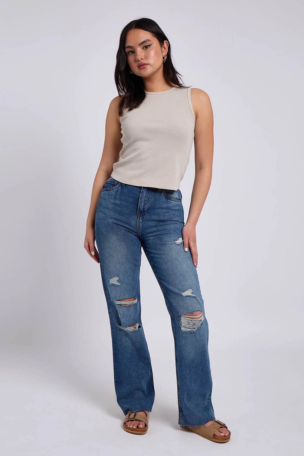Ripped Flare Jean Blue /